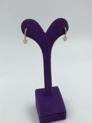 Beyaz Kalp Taş Sallantılı Küpe