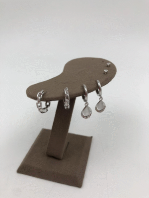 6'lı Silver Damla Taşlı Sallantılı Küpe