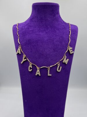 Taşlı Harfli Sallantılı Kolye